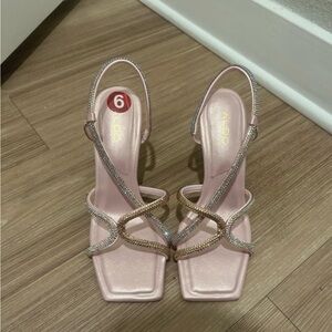 Aldo Light Pink and Gold Strappy Heels